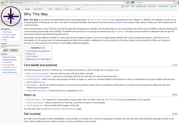 Screenshot of the Why This Way wiki